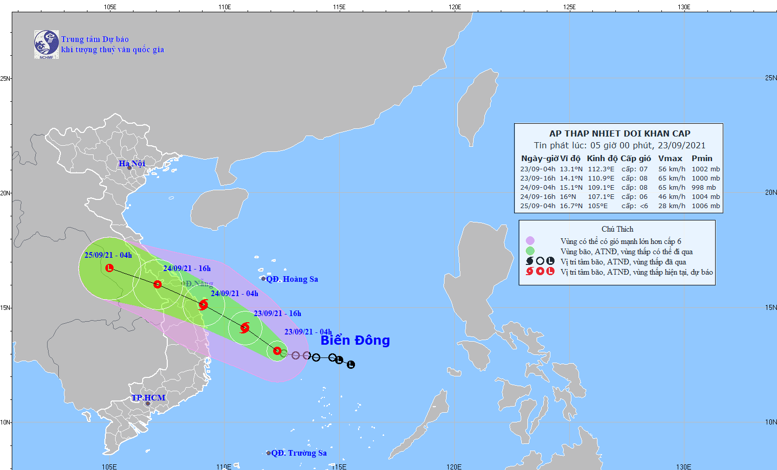 Áp thấp nhiệt đới cách bờ biển Phú Yên khoảng 330 km và tiếp tục mạnh lên thành bão